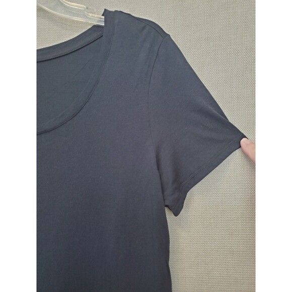 Quince Black Cotton/Modal Scoop Neck Cap Sleeve T-Shirt Size Large Minimalist - Picture 2 of 6